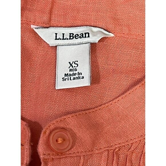 L.‎ L. Bean 100% Linen Button Front Tunic Top Pleated Detail L/S Women's Size XS - Picture 2 of 12